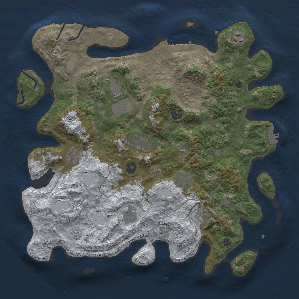 Rust Map: Procedural Map, Size: 4000, Seed: 911, 18 Monuments