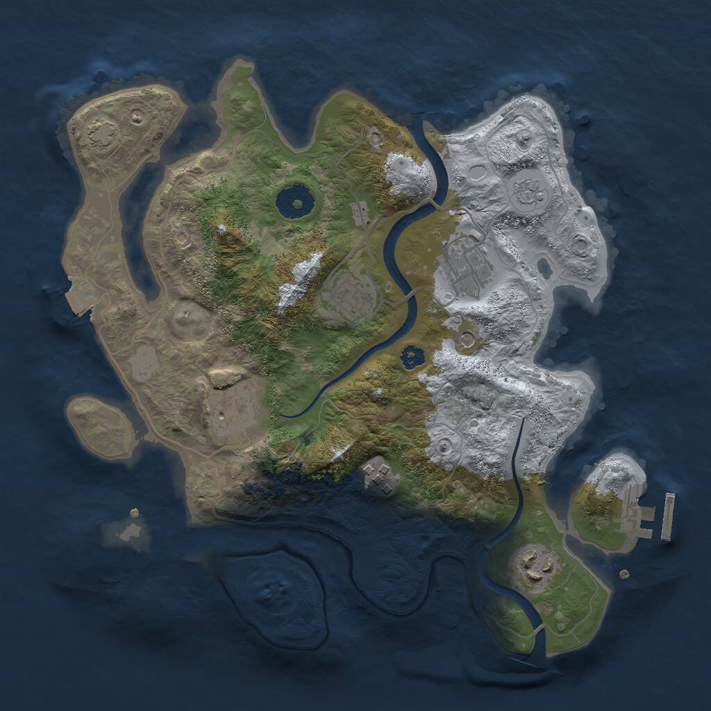 Rust Map: Procedural Map, Size: 3000, Seed: 1585416545, 10 Monuments