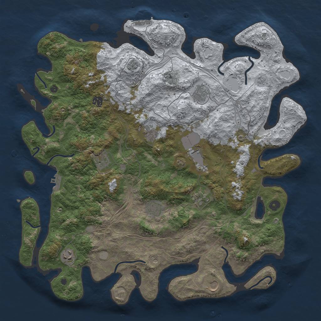 Rust Map: Procedural Map, Size: 4500, Seed: 245072631, 19 Monuments