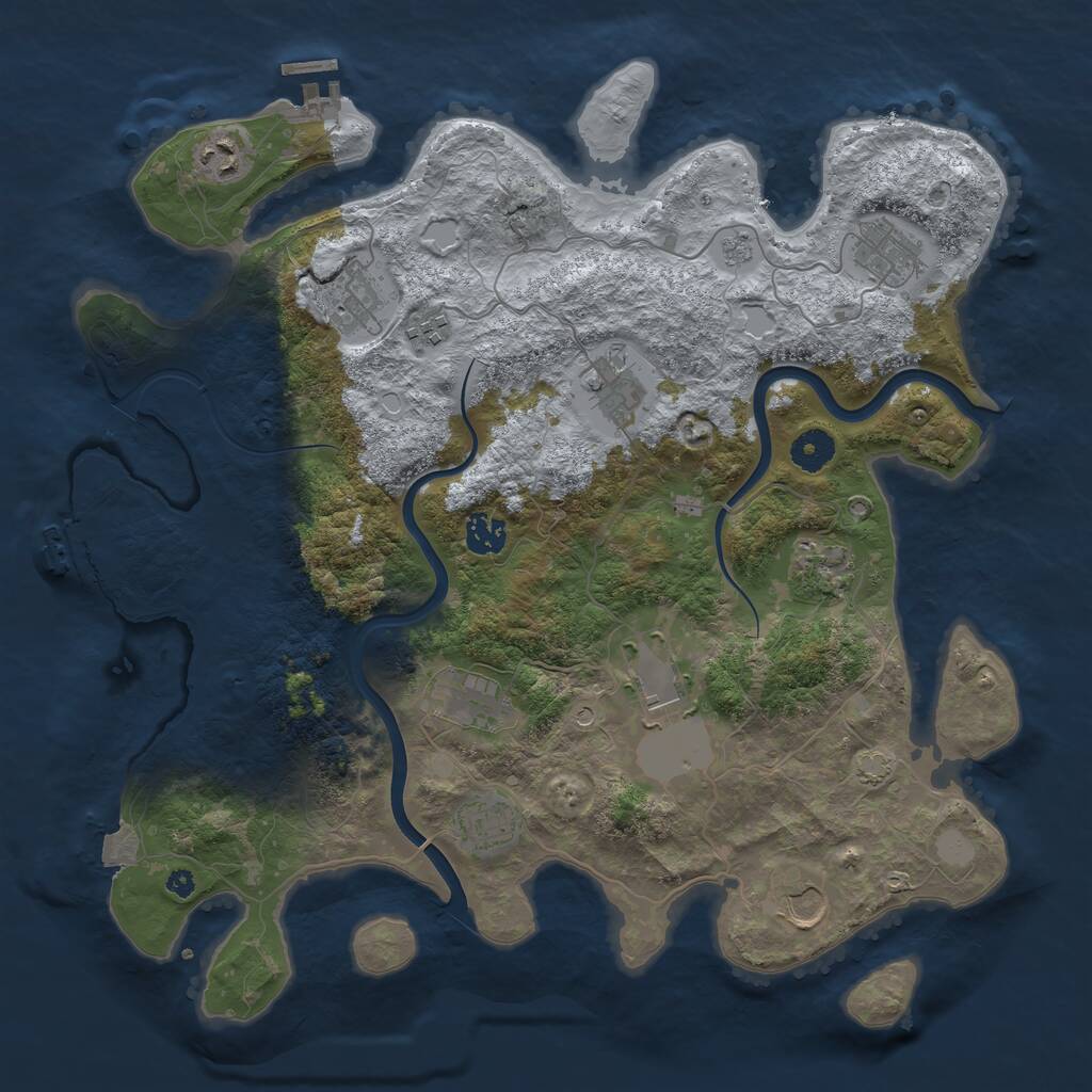 Rust Map: Procedural Map, Size: 3900, Seed: 3729168, 17 Monuments