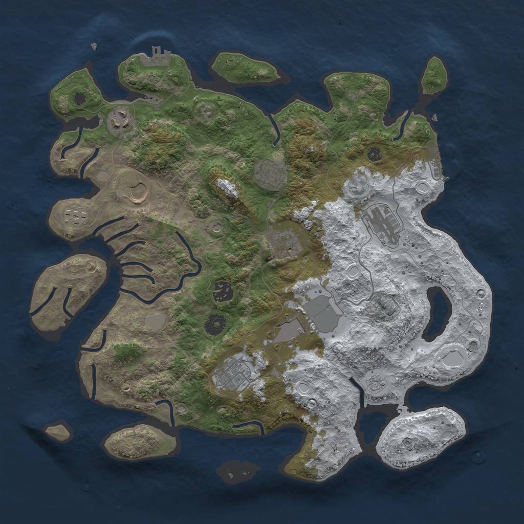 Rust Map: Procedural Map, Size: 3750, Seed: 1558469175, 18 Monuments
