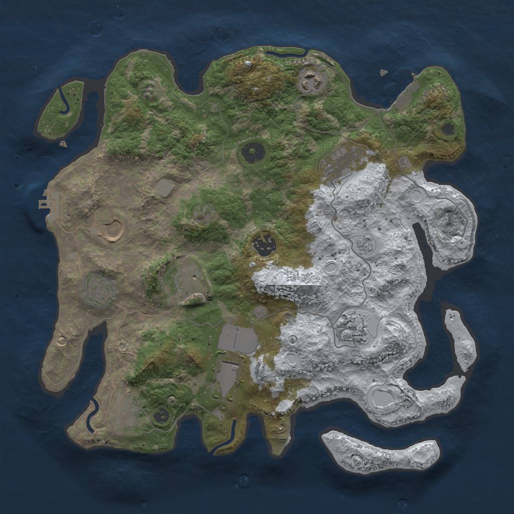 Rust Map: Procedural Map, Size: 3500, Seed: 82963, 17 Monuments
