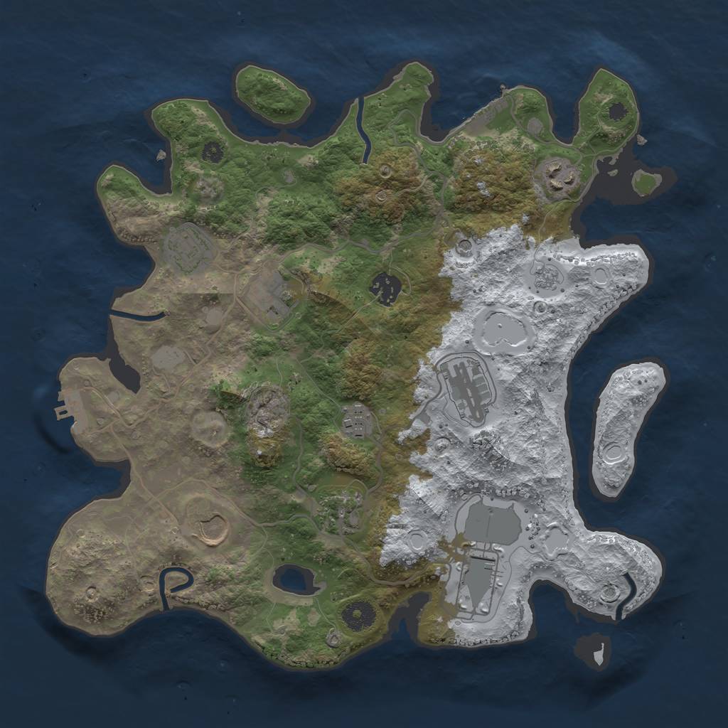 Rust Map: Procedural Map, Size: 3500, Seed: 15487236, 18 Monuments