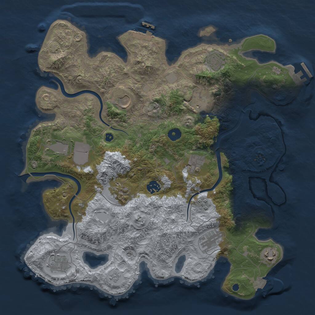 Rust Map: Procedural Map, Size: 3700, Seed: 348997799, 17 Monuments