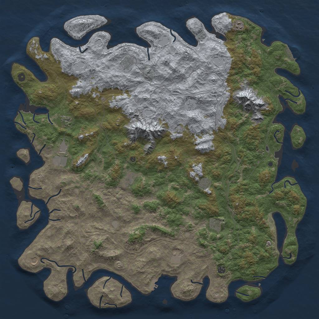 Rust Map: Procedural Map, Size: 6000, Seed: 803971091, 20 Monuments