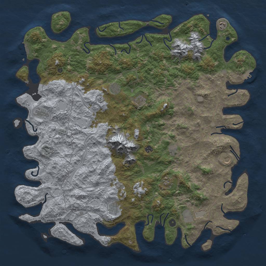 Rust Map: Procedural Map, Size: 5500, Seed: 517746368, 18 Monuments