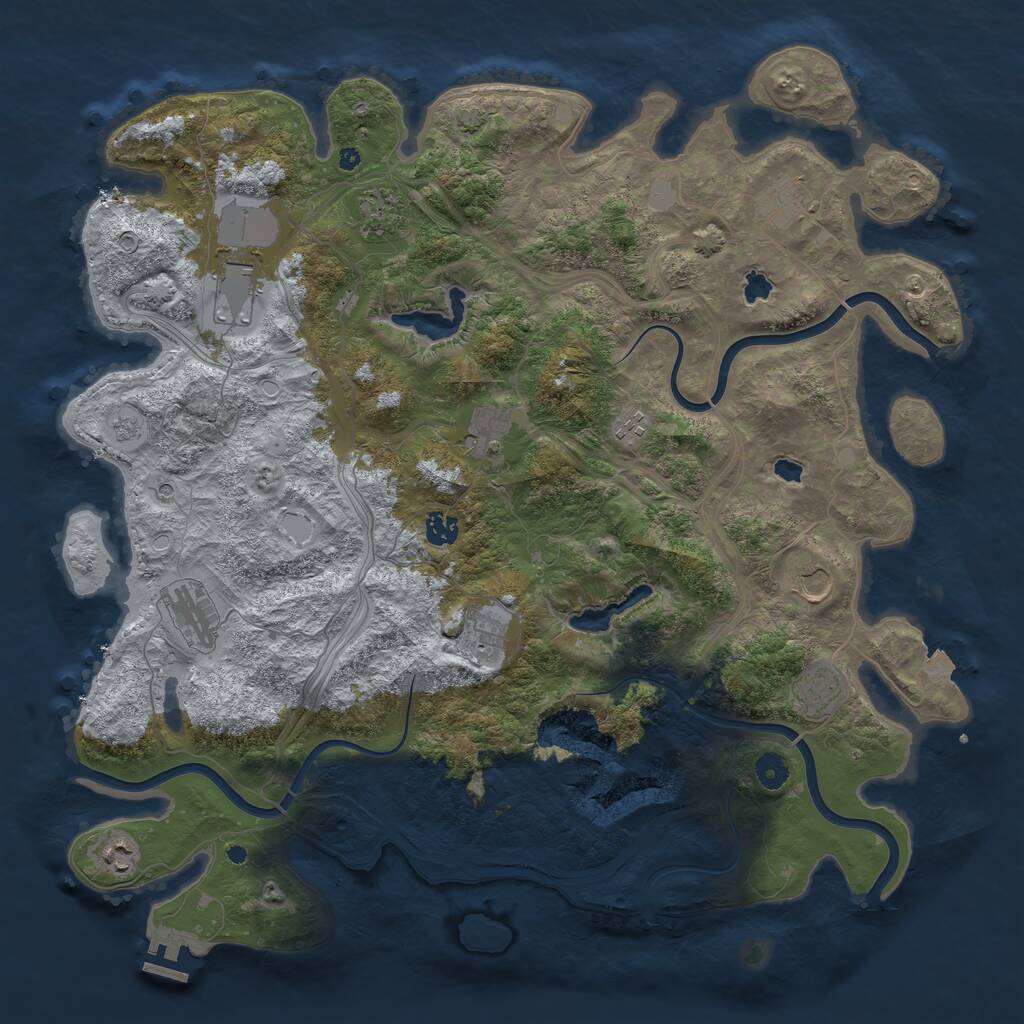 Rust Map: Procedural Map, Size: 4500, Seed: 821707198, 16 Monuments