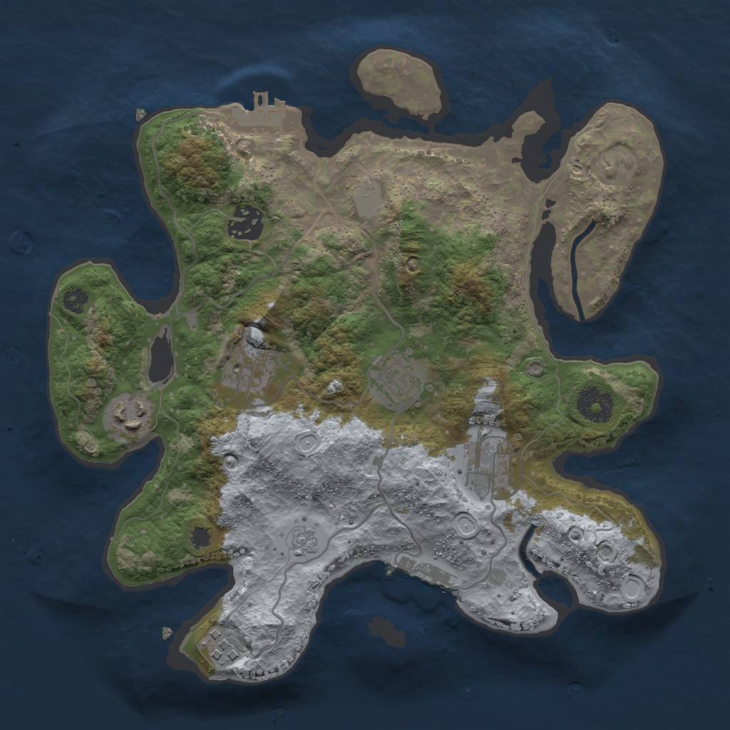 Rust Map: Procedural Map, Size: 3000, Seed: 47862, 14 Monuments