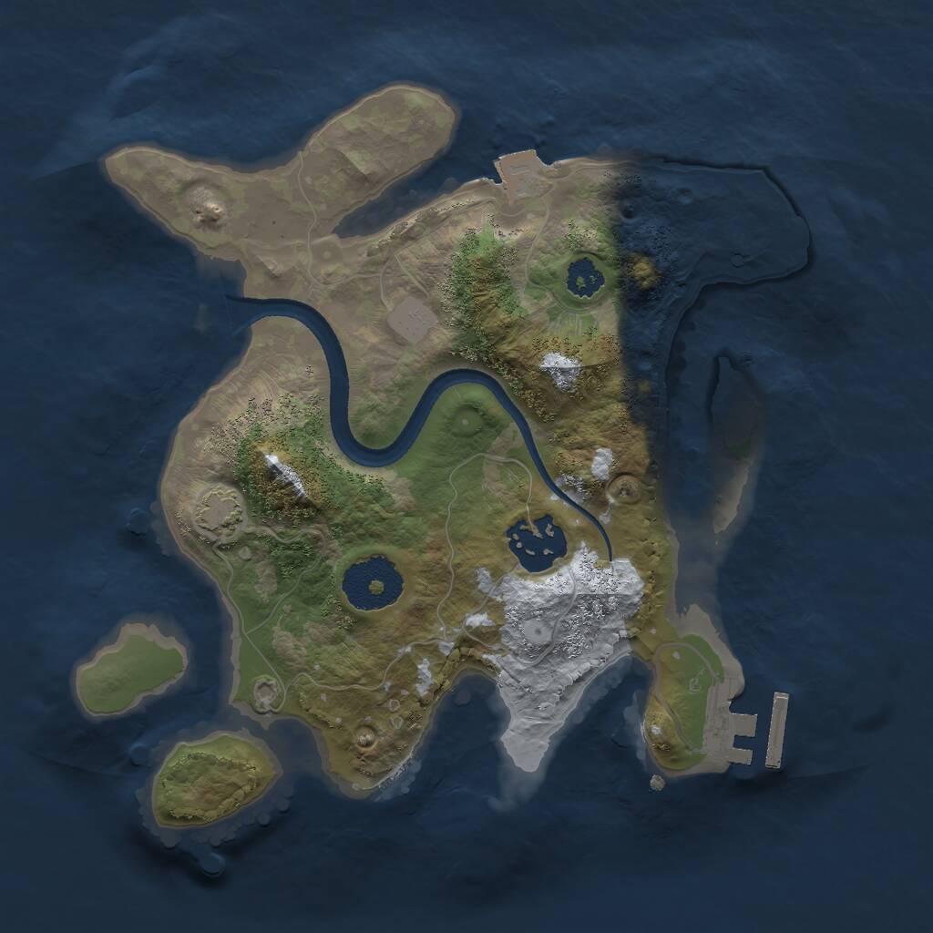 Rust Map: Procedural Map, Size: 2500, Seed: 250024, 4 Monuments