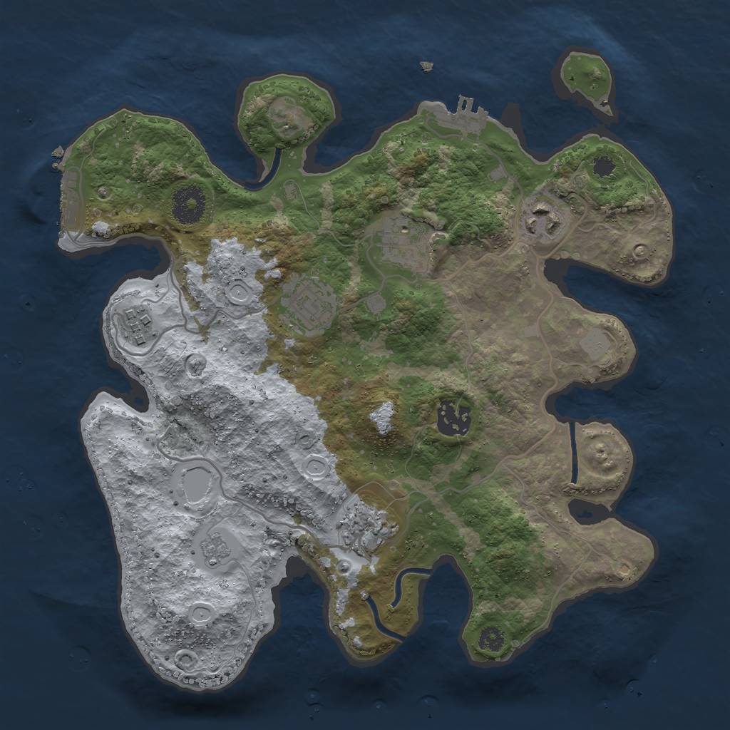 Rust Map: Procedural Map, Size: 3000, Seed: 1797027208, 12 Monuments