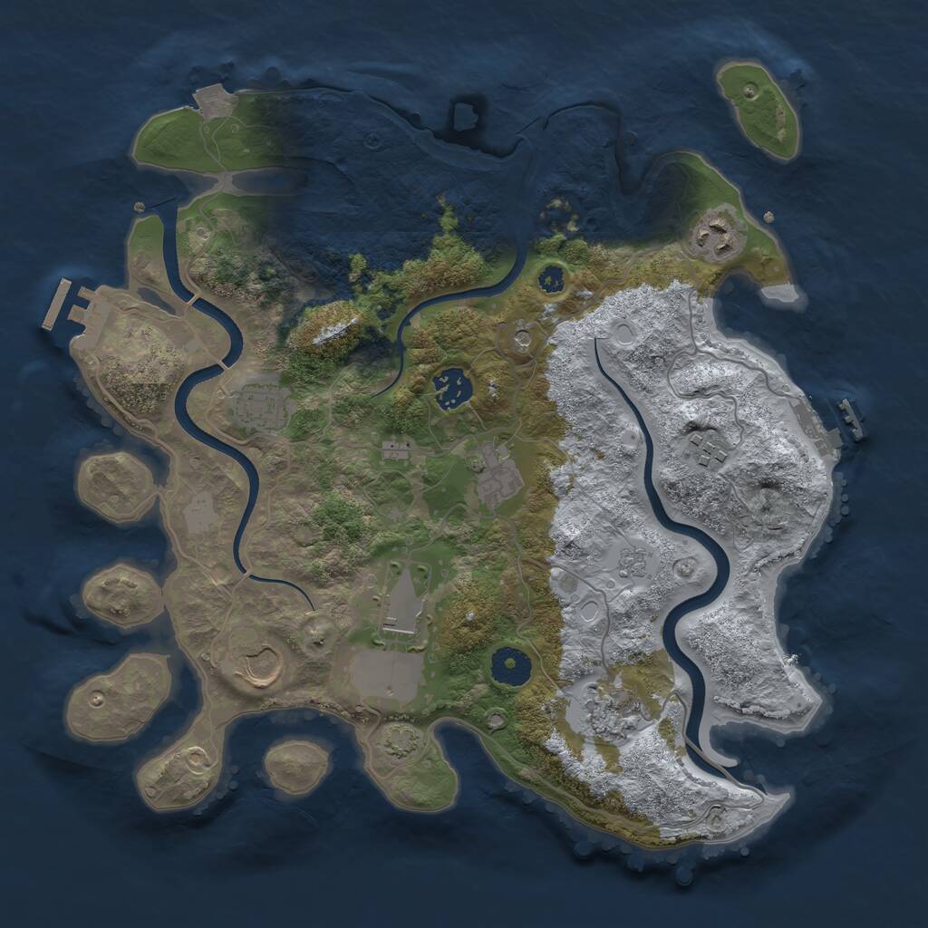 Rust Map: Procedural Map, Size: 3500, Seed: 658465688, 14 Monuments