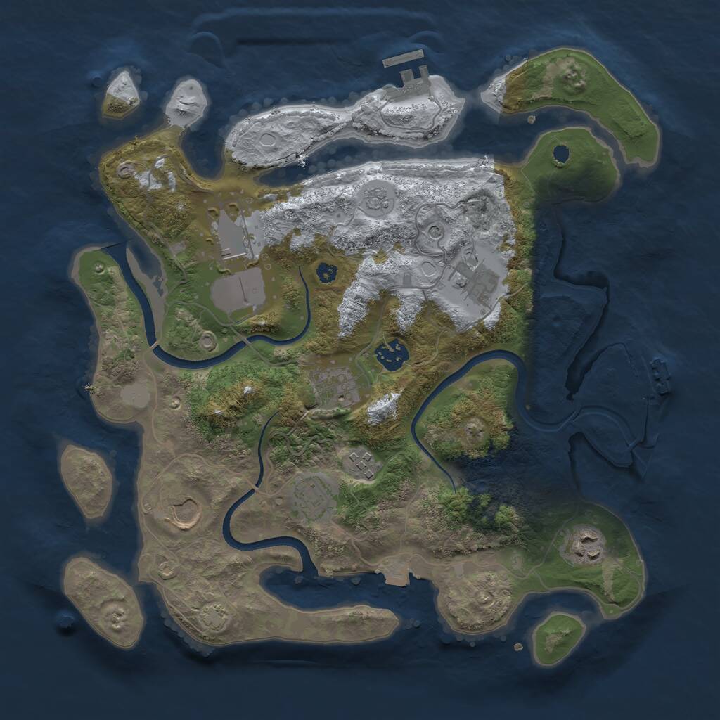 Rust Map: Procedural Map, Size: 3500, Seed: 998445924, 14 Monuments