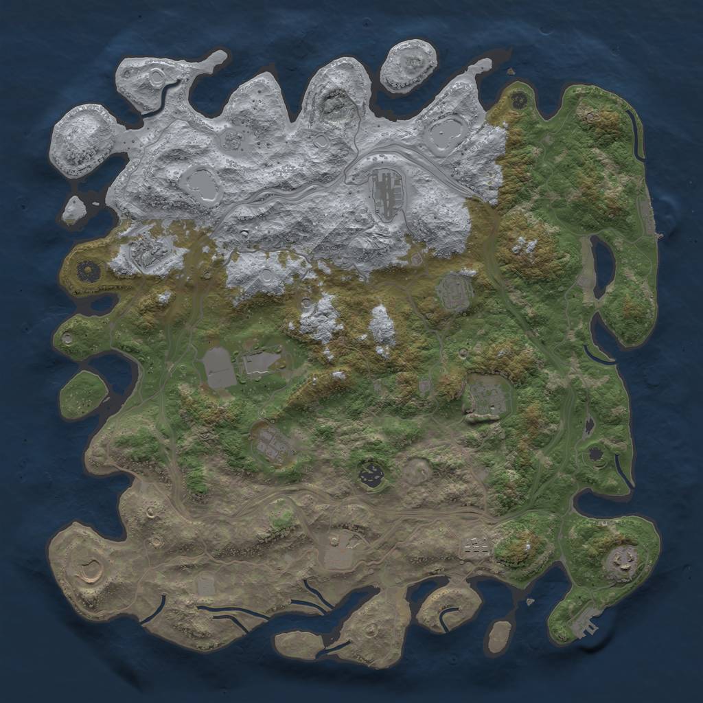 Rust Map: Procedural Map, Size: 4500, Seed: 83759377, 20 Monuments