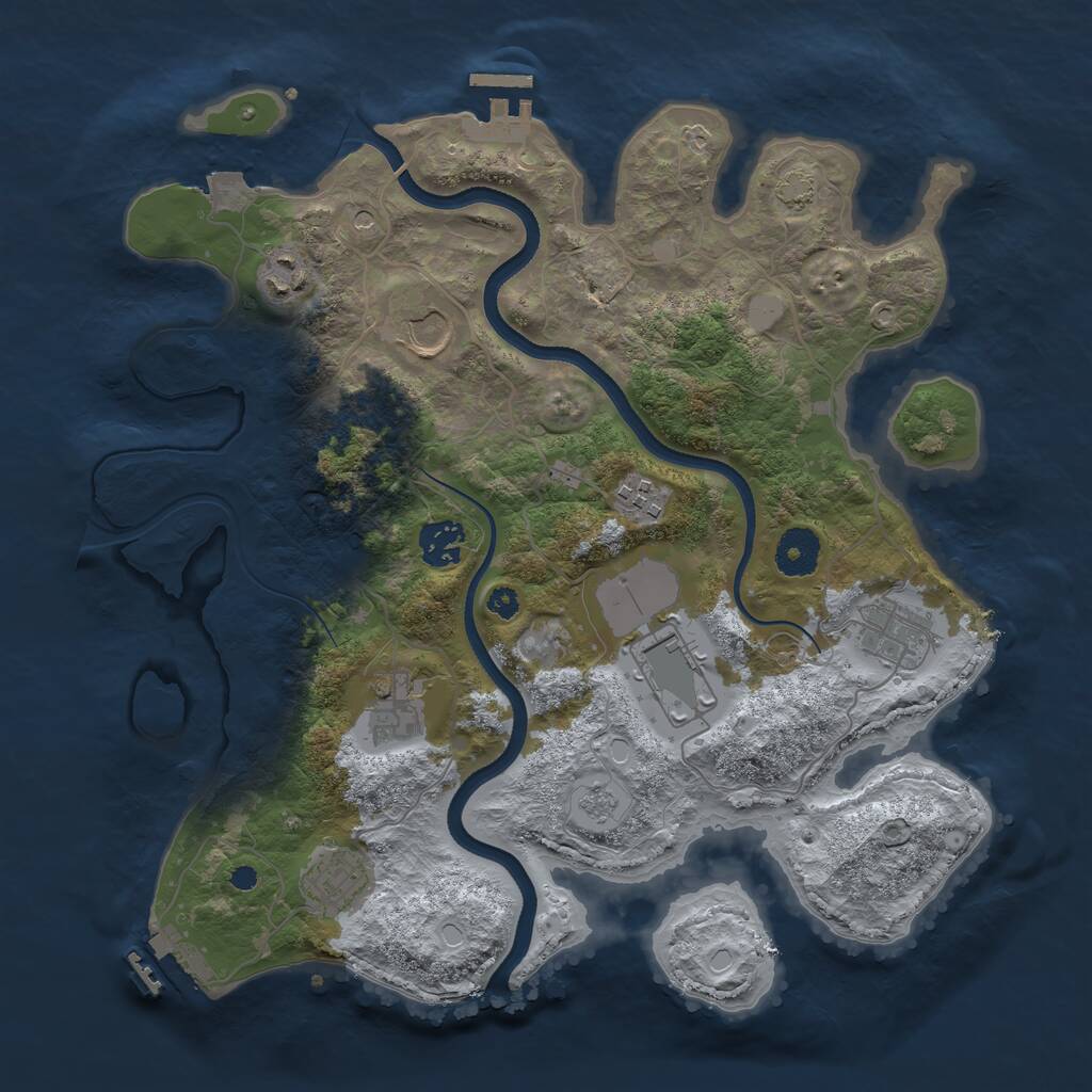 Rust Map: Procedural Map, Size: 3500, Seed: 534364, 14 Monuments