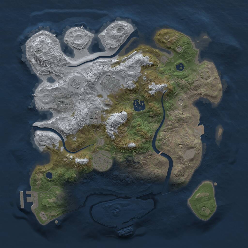 Rust Map: Procedural Map, Size: 3000, Seed: 427742, 10 Monuments
