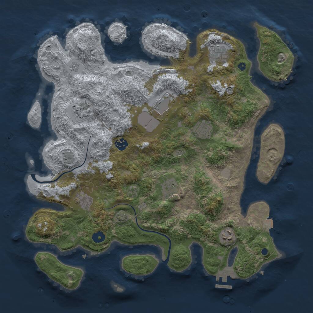 Rust Map: Procedural Map, Size: 3850, Seed: 230988401, 14 Monuments