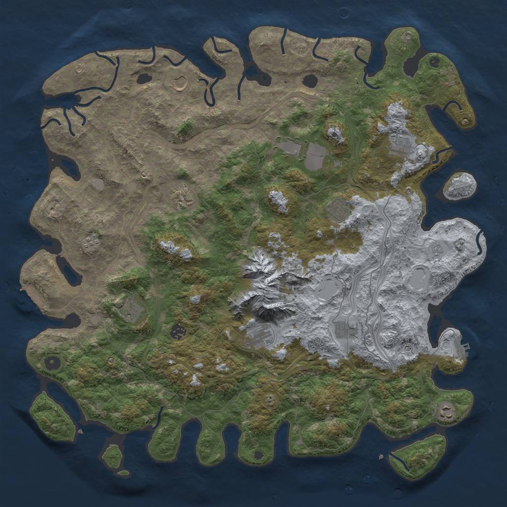 Rust Map: Procedural Map, Size: 5000, Seed: 50009, 18 Monuments
