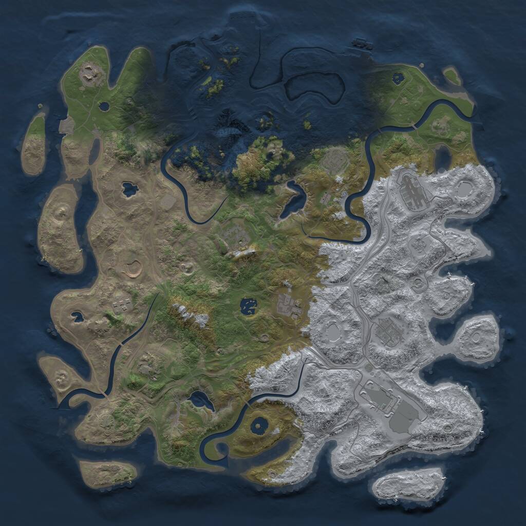 Rust Map: Procedural Map, Size: 4500, Seed: 723625128, 17 Monuments
