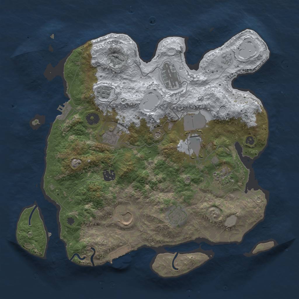 Rust Map: Procedural Map, Size: 3500, Seed: 1793754888, 17 Monuments