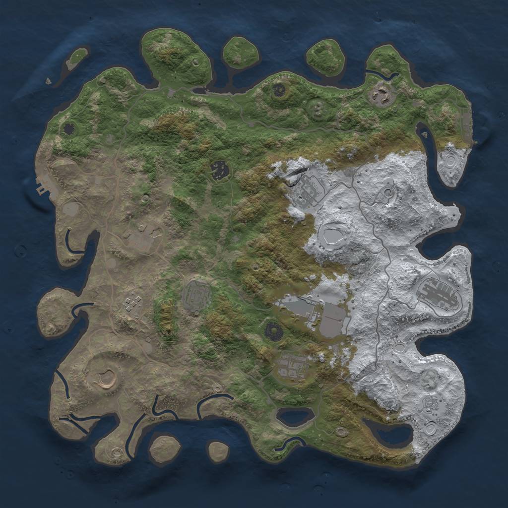 Rust Map: Procedural Map, Size: 4000, Seed: 67797210, 19 Monuments