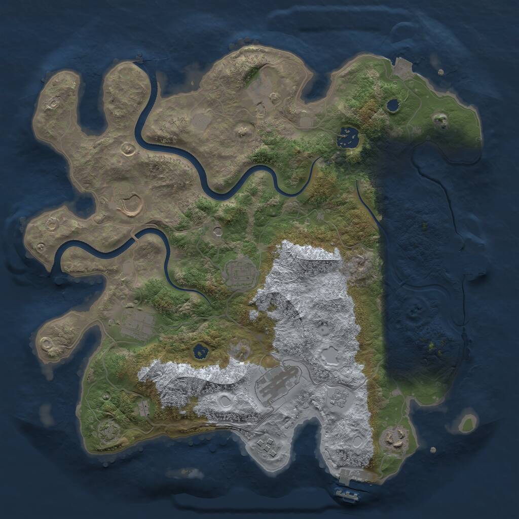 Rust Map: Procedural Map, Size: 3500, Seed: 361679884, 14 Monuments