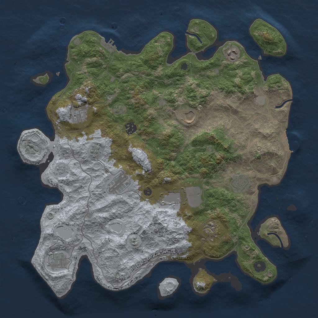 Rust Map: Procedural Map, Size: 4000, Seed: 1209050720, 17 Monuments