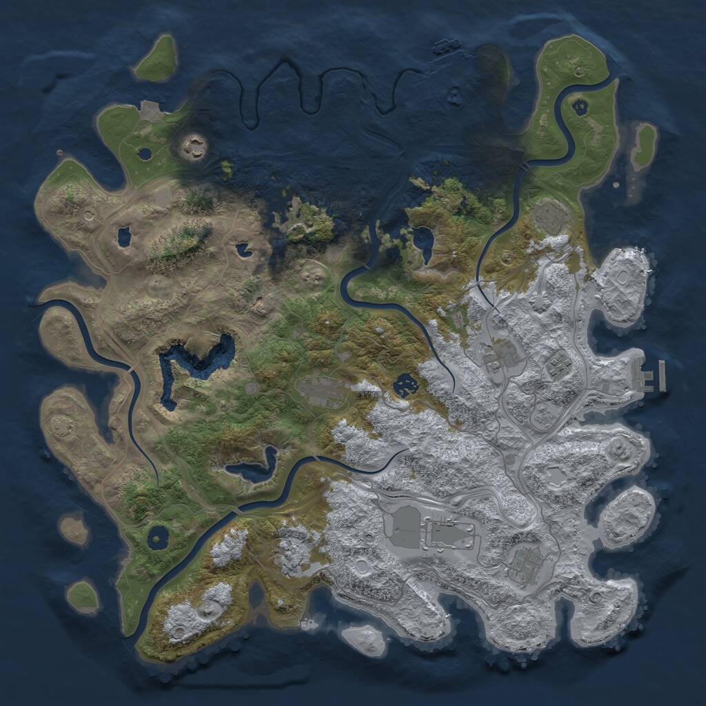 Rust Map: Procedural Map, Size: 4500, Seed: 435465, 16 Monuments