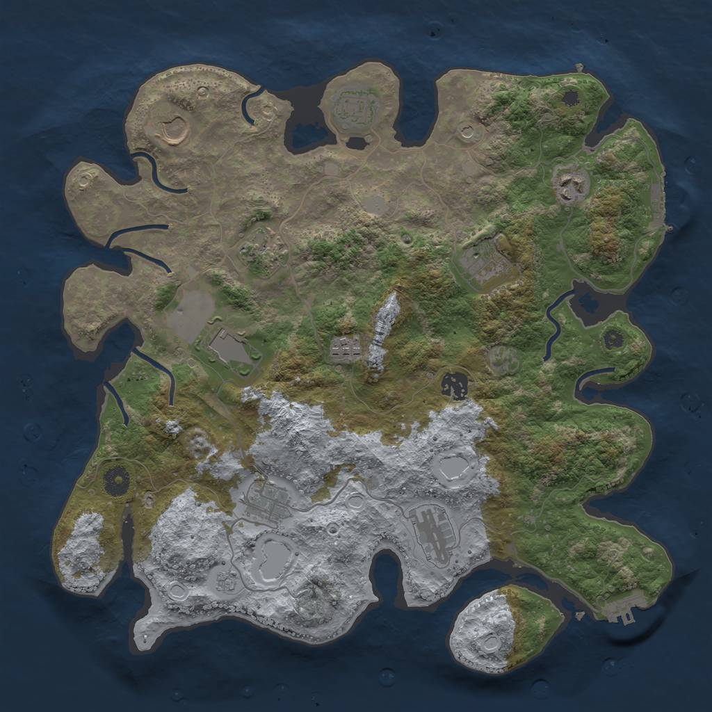 Rust Map: Procedural Map, Size: 3750, Seed: 366403865, 17 Monuments