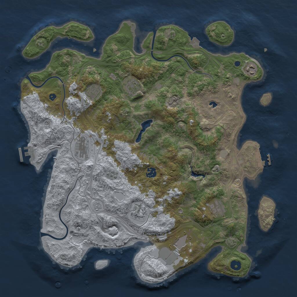 Rust Map: Procedural Map, Size: 4250, Seed: 1232066068, 15 Monuments