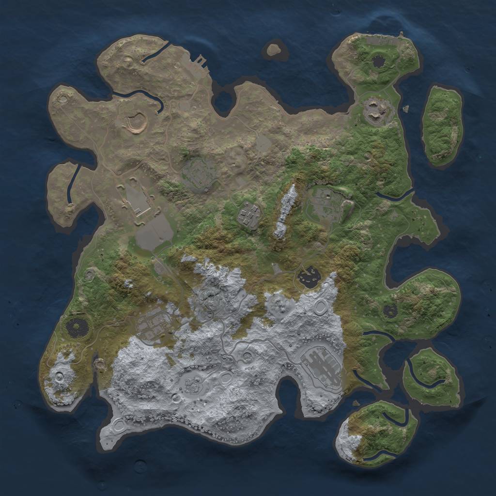 Rust Map: Procedural Map, Size: 3500, Seed: 366403865, 16 Monuments