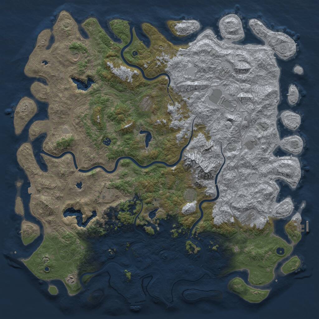 Rust Map: Procedural Map, Size: 6000, Seed: 2141423832, 17 Monuments