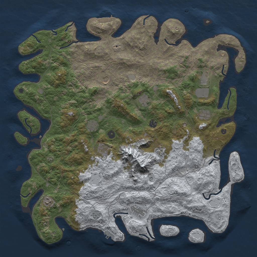 Rust Map: Procedural Map, Size: 5000, Seed: 141, 20 Monuments