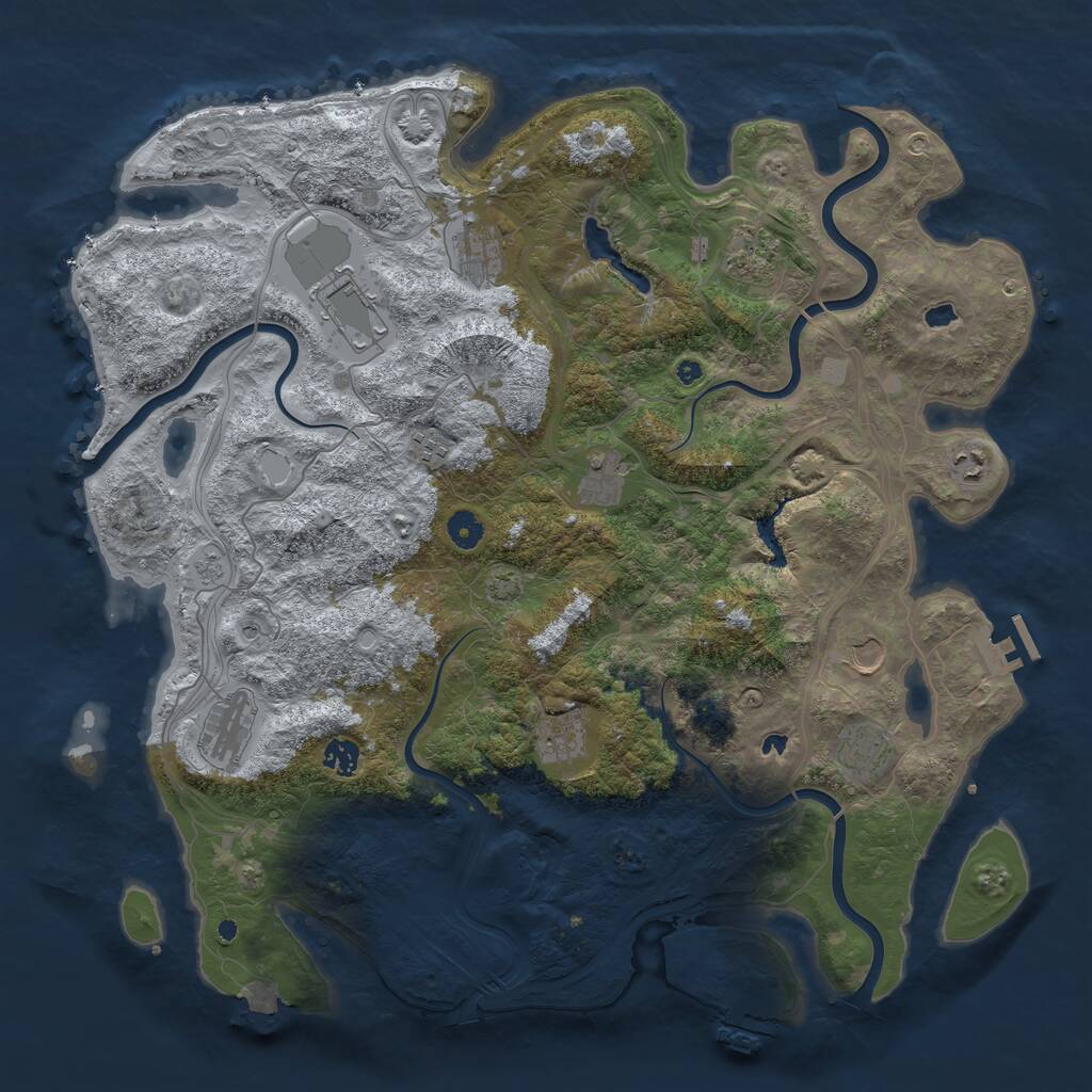 Rust Map: Procedural Map, Size: 4500, Seed: 1704485747, 17 Monuments