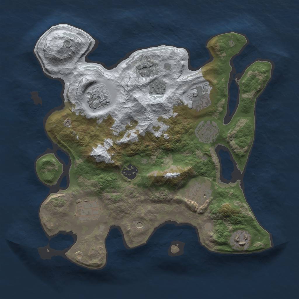 Rust Map: Barren, Size: 3000, Seed: 1675162921, 11 Monuments