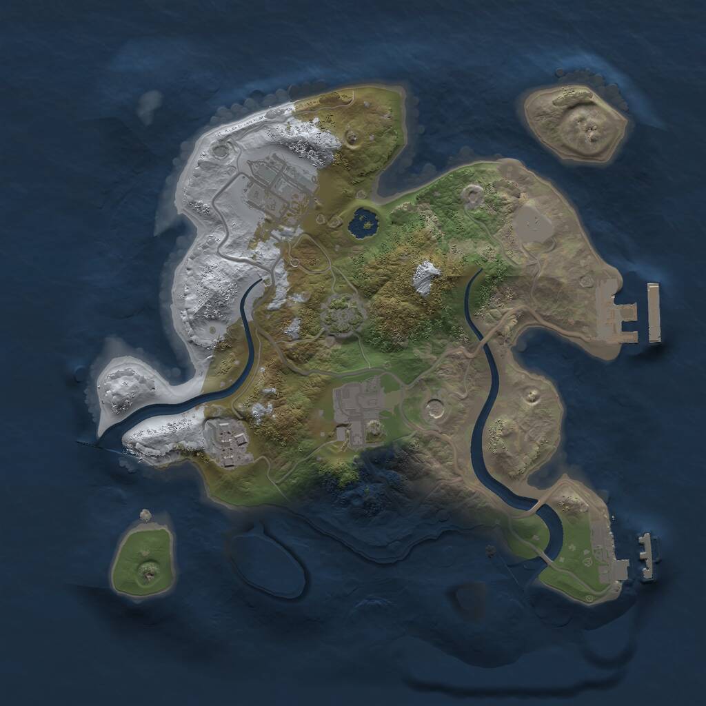 Rust Map: Procedural Map, Size: 2400, Seed: 59716, 8 Monuments