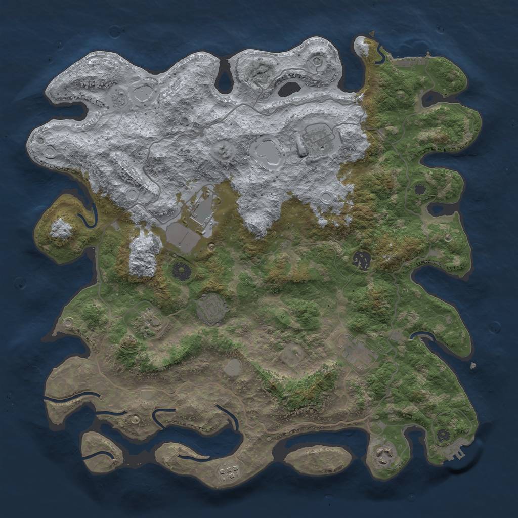 Rust Map: Procedural Map, Size: 4096, Seed: 23280625, 15 Monuments