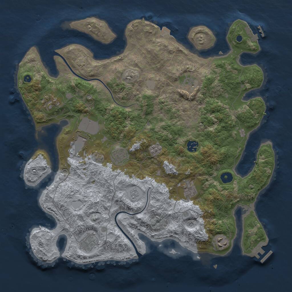 Rust Map: Procedural Map, Size: 3850, Seed: 944436008, 15 Monuments