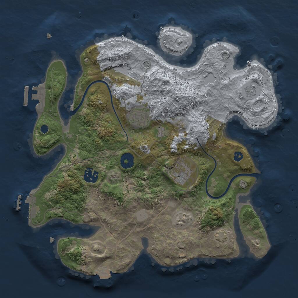 Rust Map: Procedural Map, Size: 3000, Seed: 1235147338, 9 Monuments