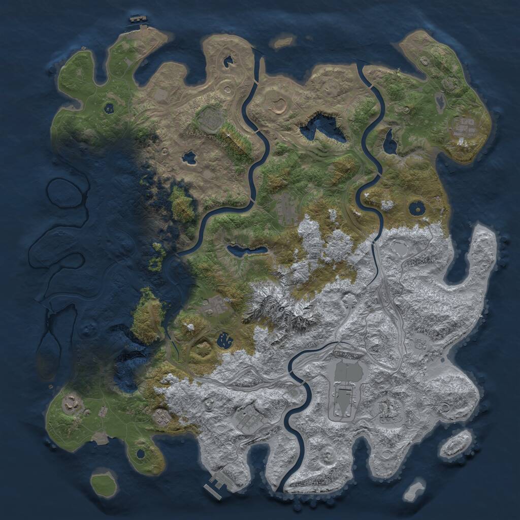 Rust Map: Procedural Map, Size: 5000, Seed: 930238741, 17 Monuments