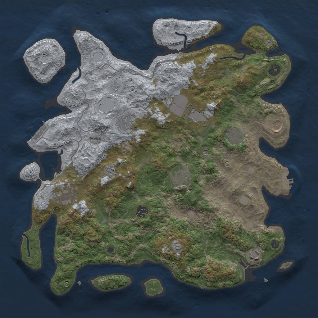 Rust Map: Procedural Map, Size: 4000, Seed: 1391258468, 18 Monuments