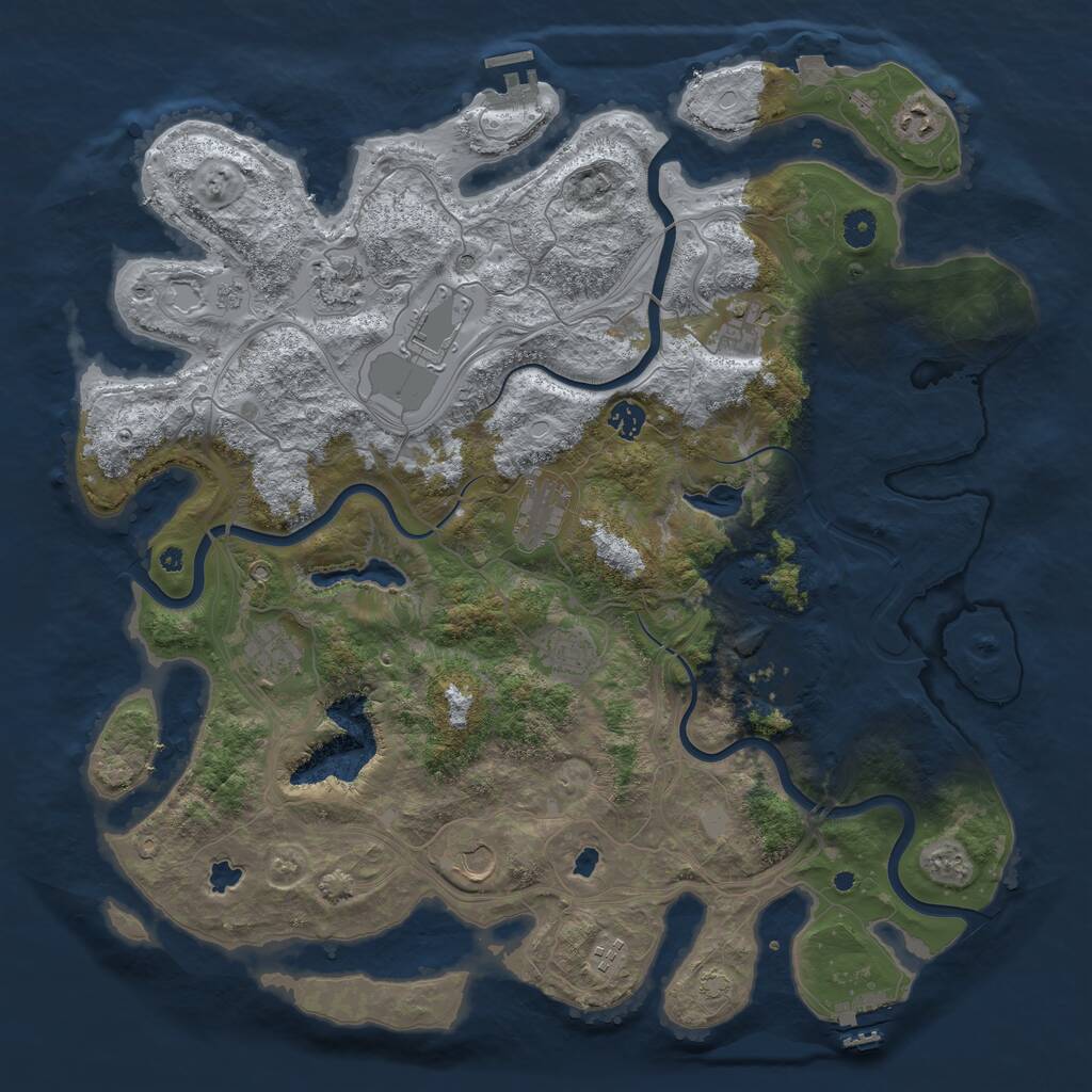 Rust Map: Procedural Map, Size: 4500, Seed: 786061881, 17 Monuments