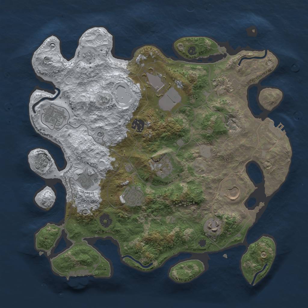 Rust Map: Procedural Map, Size: 3500, Seed: 2722, 19 Monuments
