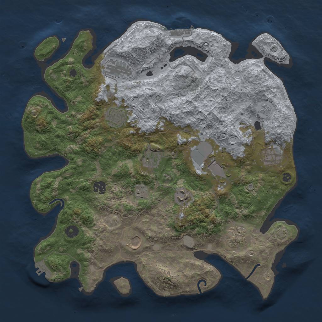 Rust Map: Procedural Map, Size: 3700, Seed: 362262389, 18 Monuments