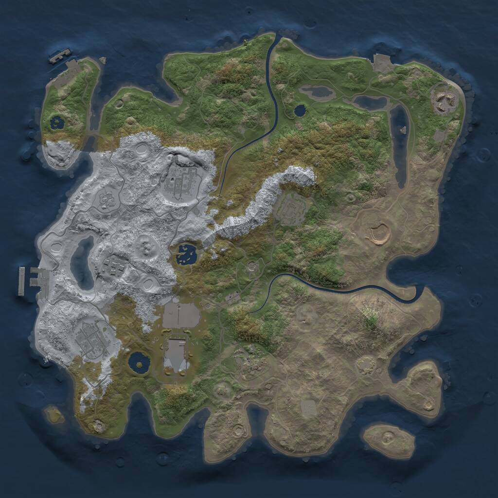 Rust Map: Procedural Map, Size: 3500, Seed: 560288345, 15 Monuments