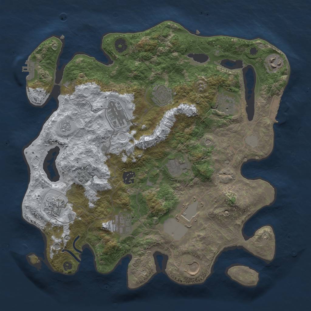 Rust Map: Procedural Map, Size: 3500, Seed: 560288345, 20 Monuments