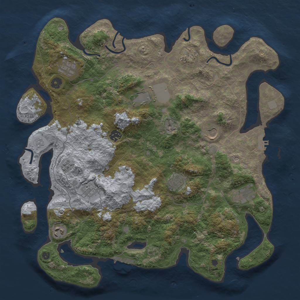 Rust Map: Procedural Map, Size: 4000, Seed: 552572246, 19 Monuments