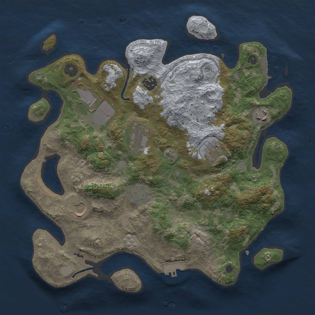 Rust Map: Procedural Map, Size: 3500, Seed: 1718633076, 17 Monuments
