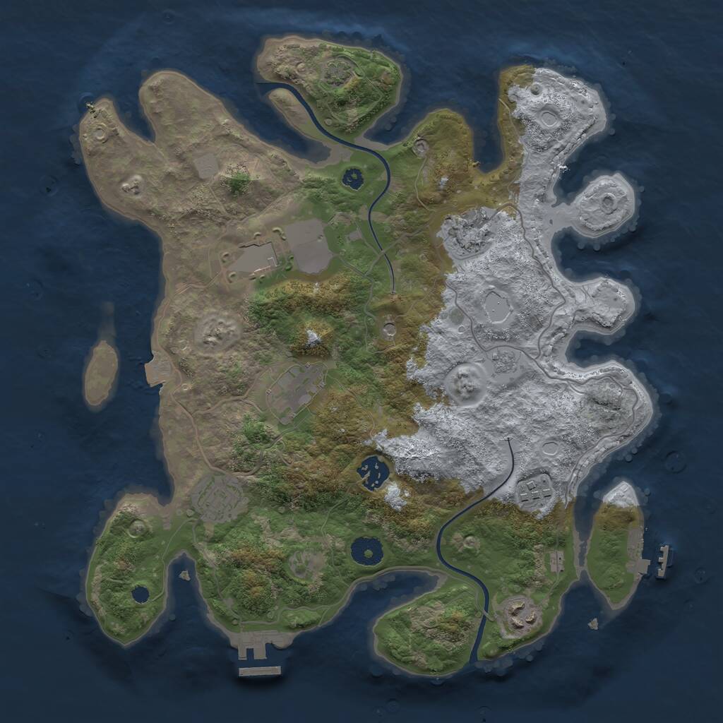 Rust Map: Procedural Map, Size: 3500, Seed: 129307769, 13 Monuments