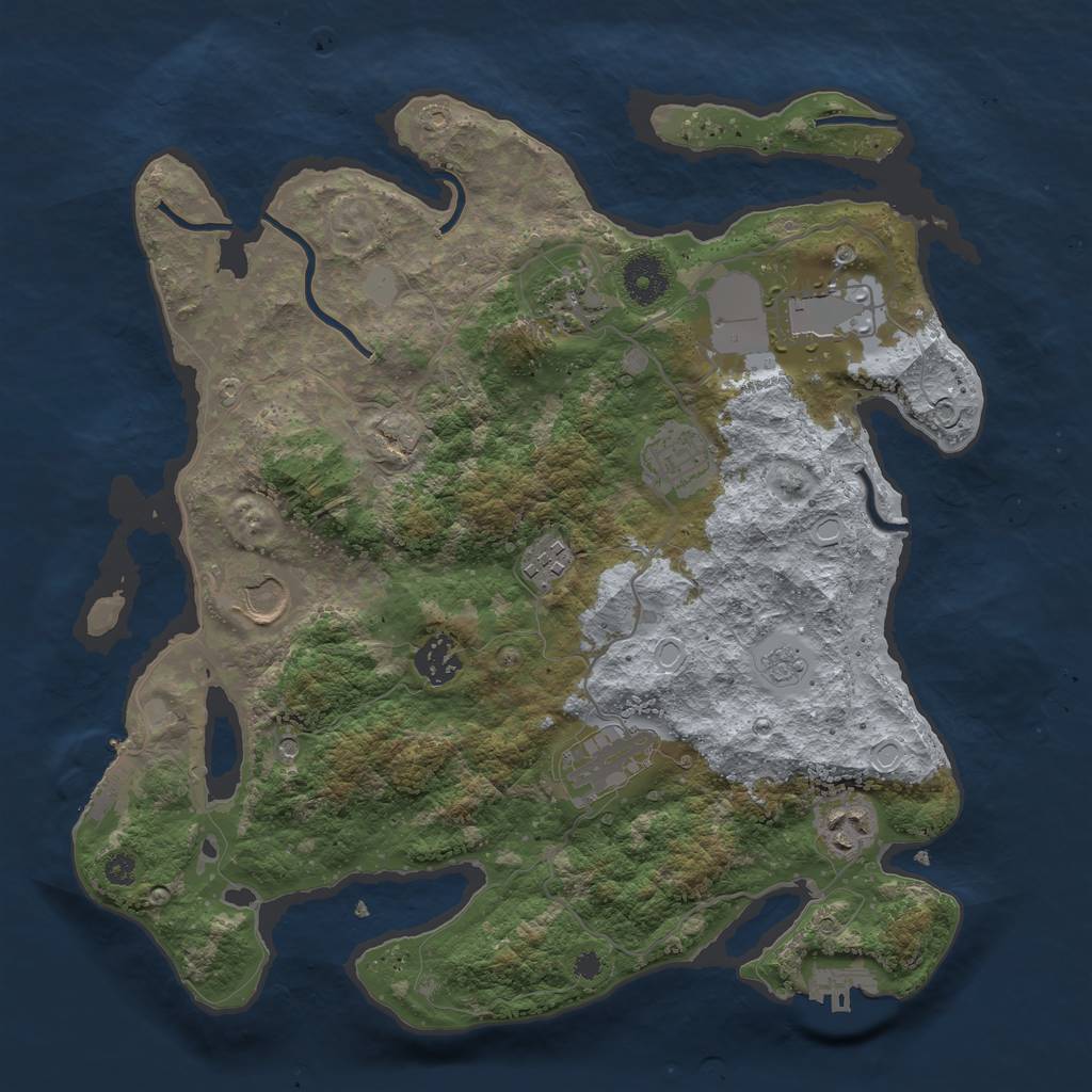 Rust Map: Procedural Map, Size: 3500, Seed: 3756390, 17 Monuments