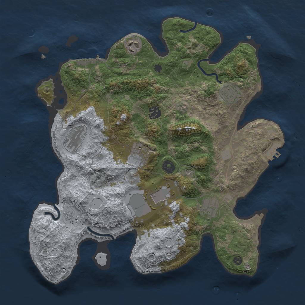 Rust Map: Procedural Map, Size: 3500, Seed: 2144379726, 16 Monuments